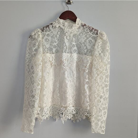 Vintage Tops - Vintage Norman Berg for Denise Fashions Cream Lace Blouse Approx Small